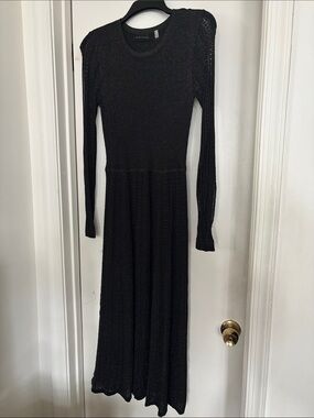 Elie Tahari Black Long-Sleeve Knit Maxi Dress